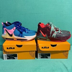 Bundle of Nike LeBron Witness 7 Youth Size 5 Basketball Sneakers